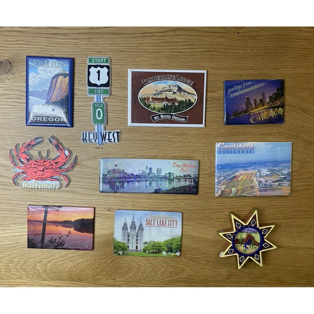Lot‎ Of 10 State Magnets, Assorted Materials, Assorted Sizes